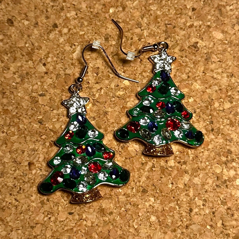 Sparkling Christmas Tree Earrings